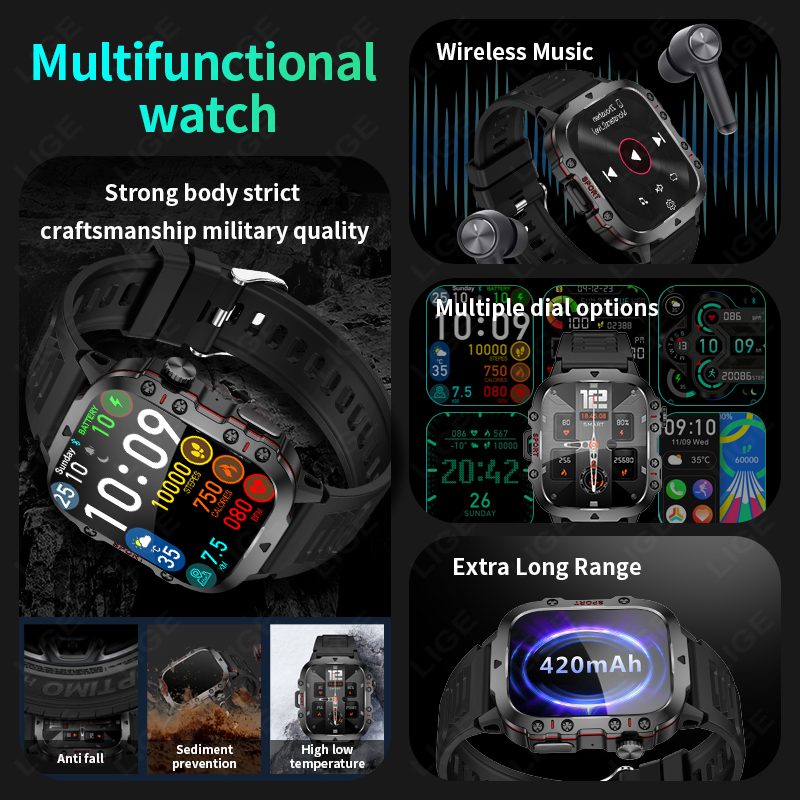LIGE Outdoor Smart Watch Men 2 - огляд і ціна Smartwatch Faces